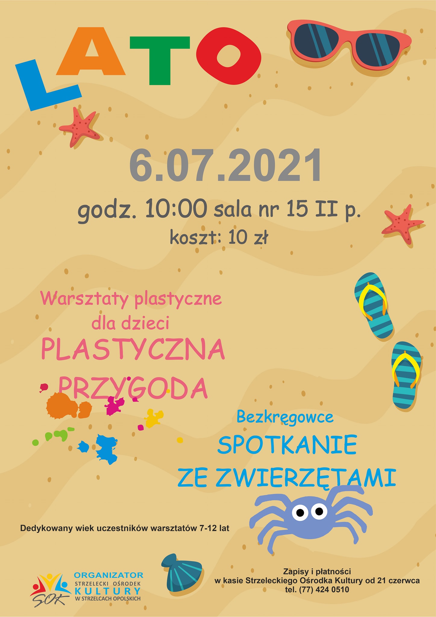 Rysunek w klimacie plażowym. Tekst z opisem warsztatów  plastycznych dla dzieci ,,PLASTYCZNA PRZYGODA'
Bezkręgowce ,,SPOTKANIE ZE ZWIERZĘTAMI'