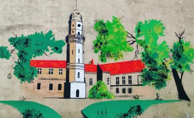 Namalowany mural Zamku Strzeleckiego 