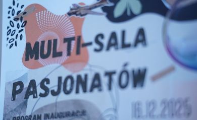 Plakat dotyczący Multi-Sali Pasjonatów.