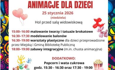 Plakat dotyczący 34. Finału Wielkiej Orkiestry Świątecznej Pomocy i organizowanych podczas niego animacji dla dzieci.  - powiększ