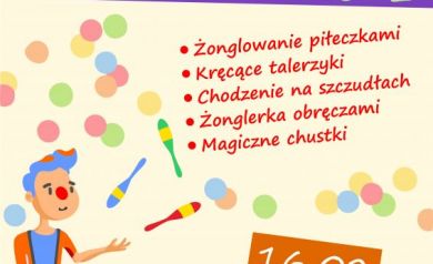 Plakat informuje o wydarzeniu „Cyrkowe atrakcje” organizowanym przez Strzelecki Ośrodek Kultury. W programie m.in. żonglowanie piłeczkami, kręcące talerzyki, chodzenie na szczudłach, obręcze i magiczne chustki. Impreza odbyła się 16 lutego o godz. 10:00 w sali widowiskowej. Bilety kosztowały 10 zł i były dostępne w kasie SOK (podany jest również numer telefonu). Grafika jest kolorowa, w cyrkowym stylu, z klaunem i piłeczkami.

