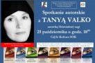 Plakat dotyczący spotkania autorskiego z Tanyą Valko autorką Orientalnej sagi. 