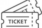 Na zdjęciu znajduje się czarno-biała grafika dwóch biletów ułożonych jeden na drugim. Na pierwszym bilecie widnieje napis „TICKET”. Linie przerywane sugerują miejsce do oderwania.