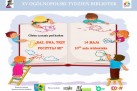 Na plakacie promowane jest wydarzenie w ramach XV Ogólnopolskiego Tygodnia Bibliotek. Grafika przedstawia dużą otwartą książkę, wokół której siedzą i stoją dzieci, rysując w niej obrazki. Treść informuje o głośnym czytaniu pod hasłem „Raz, dwa, trzy, poczytaj mi”, które odbędzie się 14 maja o godzinie 10:00 w sali widowiskowej. Na dole znajdują się logotypy patronów i partnerów wydarzenia, a w prawym górnym rogu znajduje się logo Strzeleckiego Ośrodka Kultury.