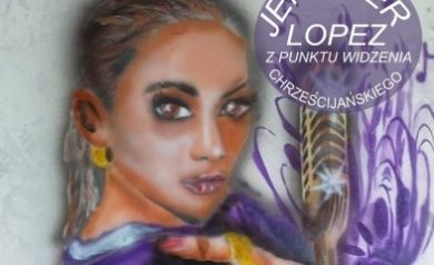 Plakat zaprasza na wernisaż wystawy Dominika „Domina” Lachowicza z cyklu KinomatoGrafia, zatytułowanej „Jennifer Lopez z punktu widzenia chrześcijańskiego”. Na plakacie widnieje artystyczny portret Jennifer Lopez w pastelowych barwach. Wernisaż odbył się 18.09.2020 o godz. 18:00 w Galerii Strzeleckiego Ośrodka Kultury, a ekspozycja trwała do 16.10.2020. Dodano informację, że była to również wystawa interaktywna dla niewidomych. U dołu znajdują się loga partnerów medialnych: NTO, TVP3 Opole, Radio Opole i inne. Tło plakatu jest w odcieniach jasnoszarych i fioletowych, z delikatnymi przejściami kolorów, co nadaje mu lekko mglisty i artystyczny charakter.