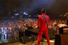 Na zdjęciu na pierwszym planie widać odwróconego tyłem gitarzystę, a na drugim publiczność zgromadzoną przed sceną. 