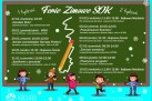 Grafika przedstawiająca program na pierwszy i drugi tydzień ferii zimowych. 