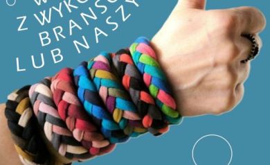 Plakat dotyczący warsztatów z wykonywania bransoletek lub naszyjników. 