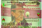 Plakat dotyczący warsztatów w Indiańskiej Wiosce Hocioka. 