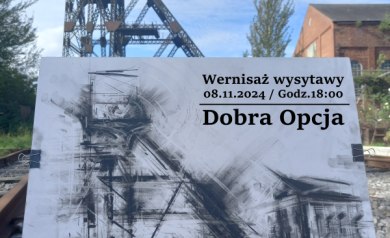 Plakat dotyczący wernisażu wystawy Jordana L Rodgersa pt. ,,Drawing With Coal UK Industry'. 