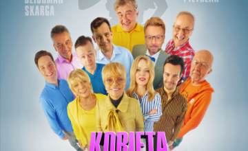 Plakat promuje spektakl „Kobieta Idealna”. Występuje znana, wymienna obsada (m.in. Biedrzyńska, Milowicz, Pietrzak). Reżyserują Stefan Friedmann i Adrianna Biedrzyńska. Tło plakatu jest błękitno-szare, z sylwetką kobiety w cieniu w tle, z uniesionymi rękami w geście siły. Na pierwszym planie widać grupę uśmiechniętych aktorów – zarówno kobiet, jak i mężczyzn.