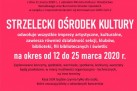 Plakat stanowił ważny komunikat Strzeleckiego Ośrodka Kultury. Informował, że z powodu zagrożenia koronawirusem SARS-CoV-2 wszystkie imprezy artystyczne i kulturalne, a także działalność sekcji, klubów, bibliotek, filii bibliotecznych i świetlic zostały odwołane w dniach od 12 do 25 marca 2020 roku. Zaplanowane wydarzenia miały być przeniesione na inne terminy. Kasa SOK była wtedy czynna tylko dla osób, które wcześniej zarezerwowały bilety. Zamknięta została także Miejska i Gminna Biblioteka Publiczna wraz z filiami. Grafika ma czerwone tło i biało-czarne napisy oraz elementy ostrzegawcze – żółty znak z wykrzyknikiem i ilustrację wirusa.