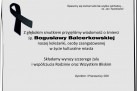Grafika z kondolencjami składanymi przez Dyrektora i Pracowników SOK Rodzinie oraz Wszystkim Bliskim po śmierci śp. Bogusławy Balcerkowskiej. 