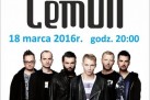 Plakat dotyczący koncertu zespołu LemOn w sali widowiskowej Strzeleckiego Ośrodka Kultury. 