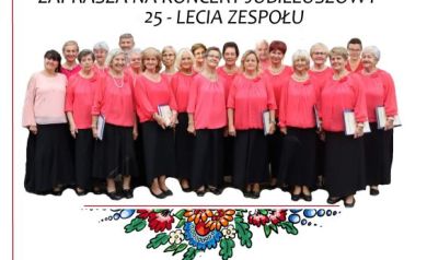 Plakat zapraszający na koncert jubileuszowy 25-lecia zespołu wokalnego Viva La Musica. 