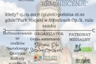 Plakat zapowiada międzynarodowy wernisaż „Strzeleckie reminiscenje”, organizowany 15 września 2017 o godzienie 16:00 w Parku Miejskim przy ruinach zamku w Strzelcach Opolskich. Kolorystyka plakatu jest stonowana – dominują szarości i błękity, a w tle widnieje zdjęcie ruin zamku. Na dole umieszczono logotypy organizatorów, patronów i instytucji wspierających.