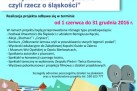Zaproszenie w formie plakatu do udziału w projekcie ,,Od czytania, teatralnym krokiem i w rytmie tańca - do jadania, czyli rzecz o śląskości'. Podane są tam również szczegóły dotyczące projektu. 