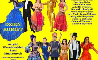 Plakat dotyczący koncertu operetki, musicalu i tańca. 