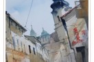 E-kartka z grafiką zabudowy Strzelec Opolskich oraz napisem ,,Strzelce Opolskie'.  