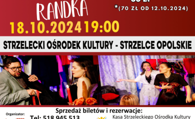 Plakat dotyczący spektaklu z okazji dnia nauczyciela pt. ,,Tajemnicza randka'. 
