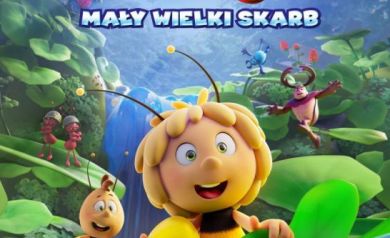 Plakat dotyczący seansu ,,Pszczółka Maja - Mały Wielki Skarb'.  - powiększ