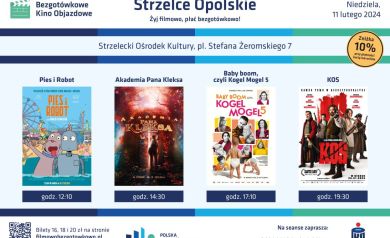 Grafika związana z Kinem Objazdowym. Przedstawione są filmy, które były puszczane podczas tego wydarzenia. 