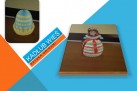 Slajd przedstawiający zdjęcia figurek origami i napis ,,Kadłub Wieś - SZTUKA ORIGAMI'.