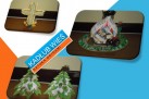 Trzy zdjęcia rękodzieła wykonane metodą origami znajdujące się na niebiesko-biało-pomarańczowym tle z napisem ,,KADŁUB WIEŚ', ,,SZTUKA ORIGAMI'.