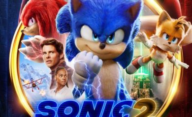 Plakat dotyczący filmu ,,Sonic 2: Szybki jak błyskawica