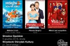 Plakat zapowiada seanse filmowe w Strzeleckim Ośrodku Kultury 5 grudnia 2018 roku, prezentując filmy: „Miśków 2-óch w Nowym Jorku”, „Planeta Singli 2” i „Miłość jest wszystkim”. Podano godziny projekcji i miejsce wydarzenia.