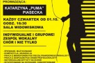 Plakat dotyczący warsztatów wokalnych prowadzonych przez Katarzynę ,,Puma' Piasecką. 