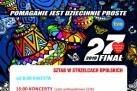 Plakat przedstawiający program 27. Finału Wielkiej Orkiestry Świątecznej Pomocy. Na dole znajdują się liczne logotypy. 